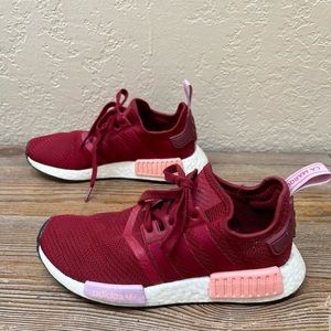 Red and Pink Adidas Boost women’s sneakers